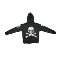 Load image into Gallery viewer, Skull n Bones Rhinestone zip up
